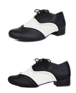 Black & White Leather Modern Dance Shoes