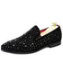 Handmade Black Rhinestore Men's Dance Suede Loafers